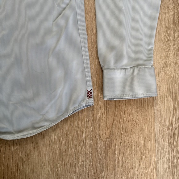 Rhone Commuter Shirt Mens XL White Green Striped LS Button Performance Stretch - Picture 8 of 8